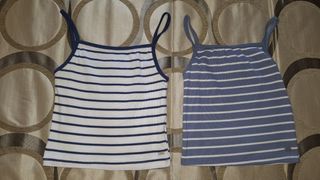 2 Camisetas Tirantes Rayas Azul Blanco