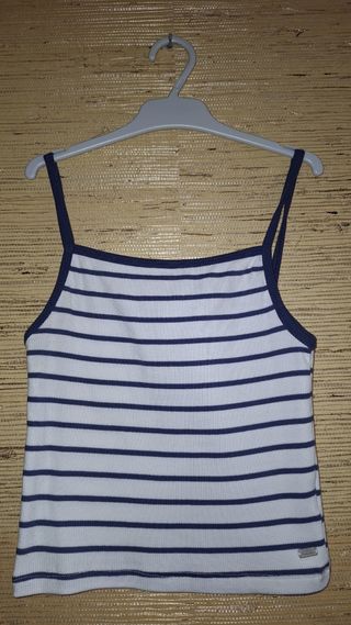 2 Camisetas Tirantes Rayas Azul Blanco
