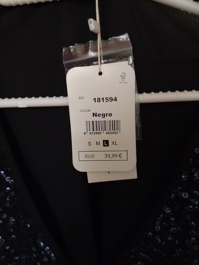 Top lentejuelas negro-azul mujer