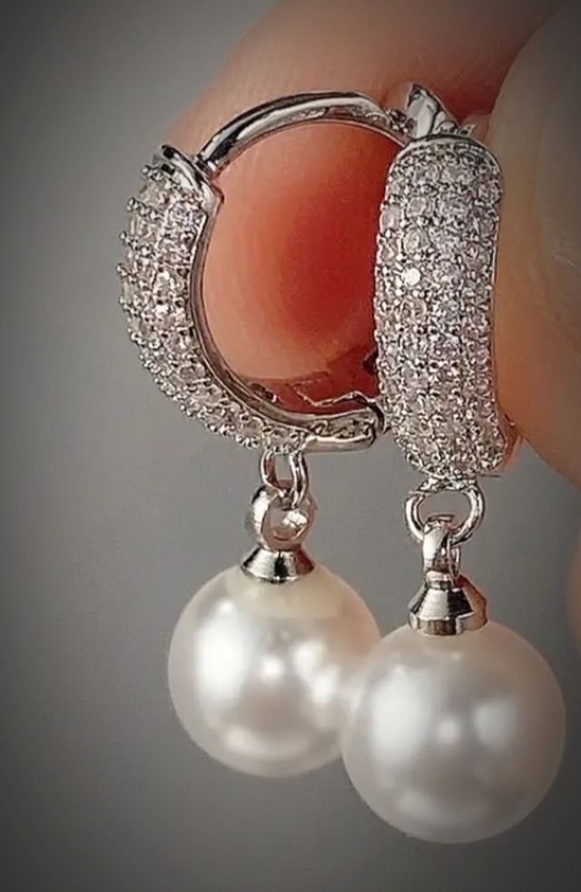 Pendientes plata circonitas perla