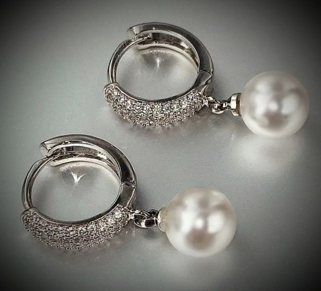 Pendientes plata circonitas perla