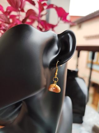 Pendientes dorados con piedra marrón