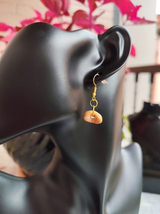 Pendientes dorados con piedra marrón