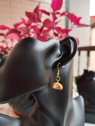 Pendientes dorados con piedra marrón