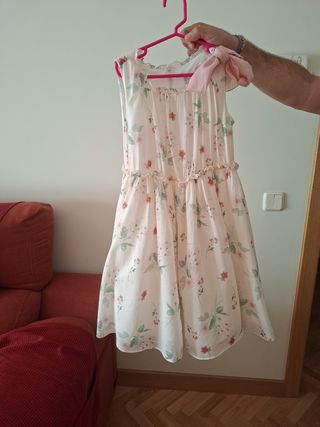 Vestido niña flores - Rosa/Blanco