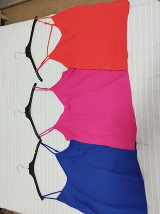 3 Camisetas tirantes | Rojo, Rosa, Azul