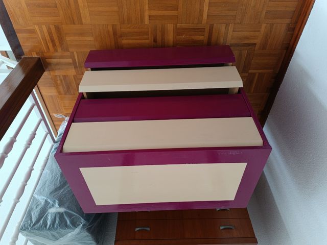 Cassettiera a 4 cassetti - legno - beige viola