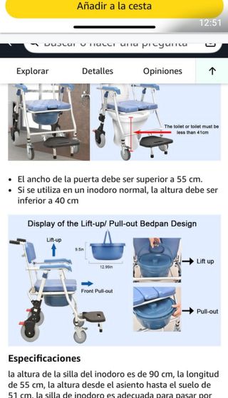 Silla ducha WC adaptable
