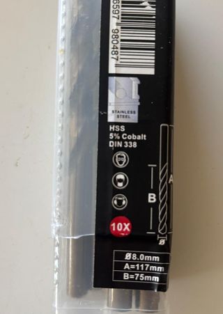 10 Brocas HSS 8mm 5% Cobalto