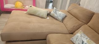 Sofá chaise longue beige