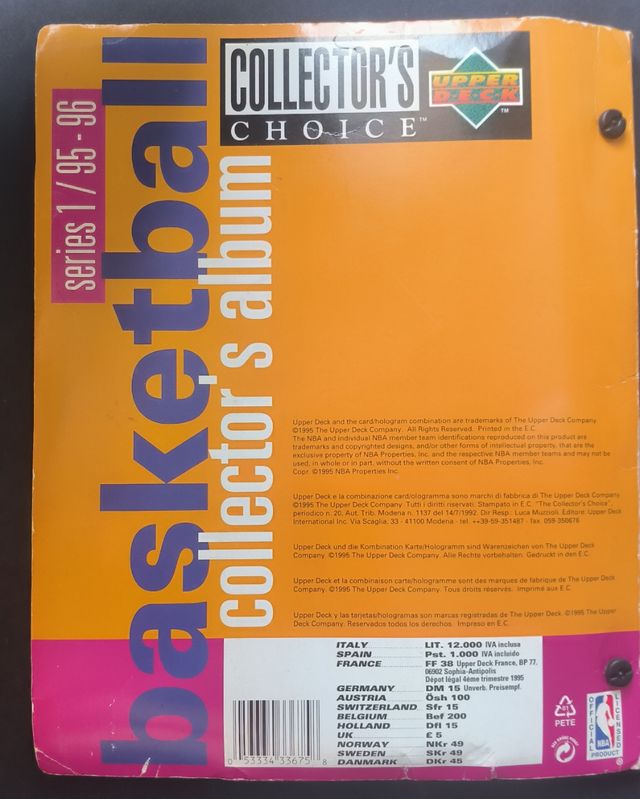 Álbum baloncesto NBA Upper Deck 95-96