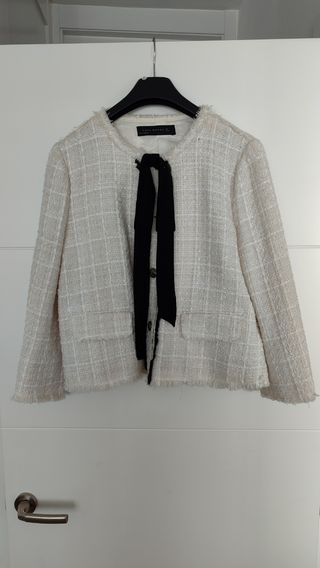 Chaqueta tweed Zara Woman beige