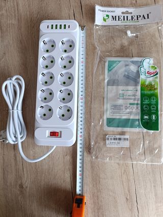 Regleta enchufes MEILEPAI 10+ 4USB+2 Tipo-C
