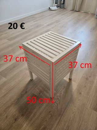 Banco blanco madera almacenaje - 37x37x50cm
