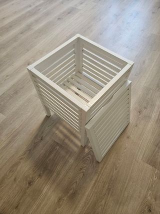 Banco blanco madera almacenaje - 37x37x50cm