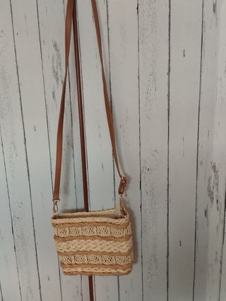 Bolso rafia marrón beige