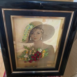 Cuadro relieve mujer flores