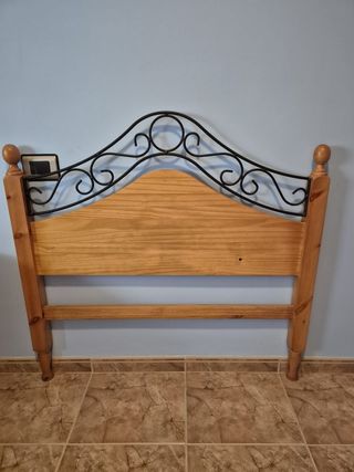 Cabezal cama 105cm - Madera y metal
