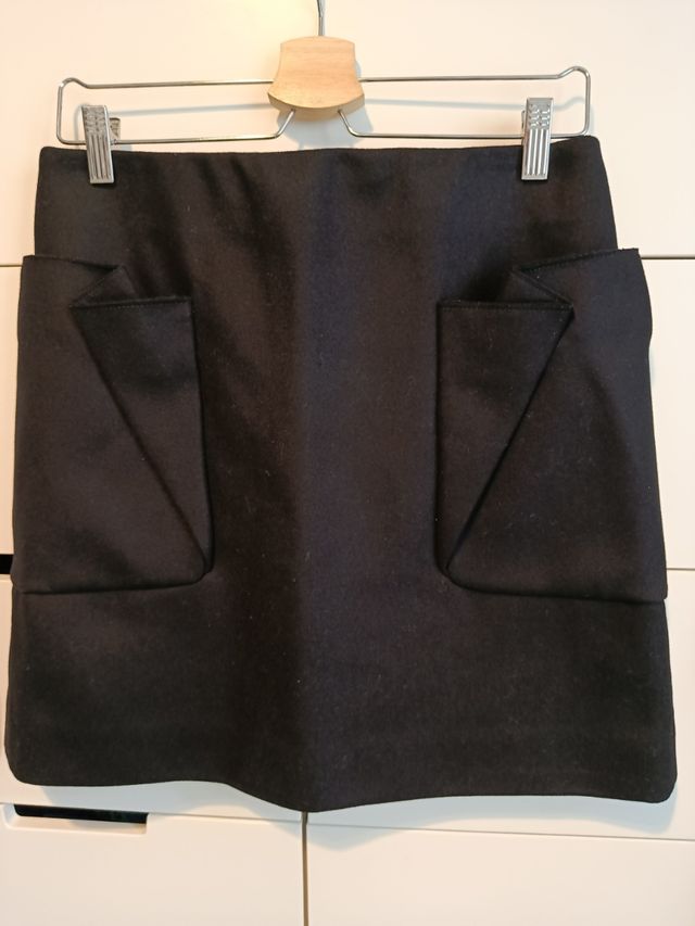 Falda negra - Mini Falda de lana