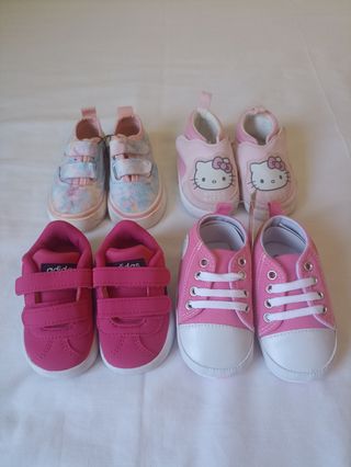 4 pares zapatillas bebé rosa 10-21