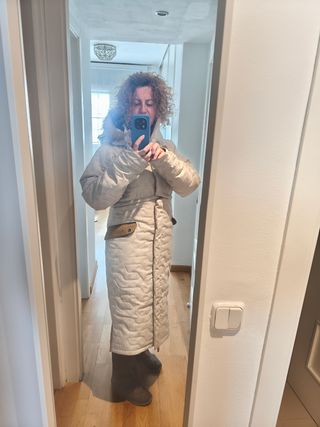 Cappotto da sci lungo beige rimovibile
