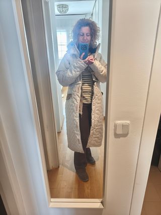 Cappotto da sci lungo beige rimovibile
