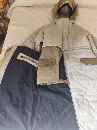 Cappotto da sci lungo beige rimovibile