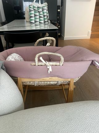 Moisés de palma reversible rosa y blanco - NUEVO