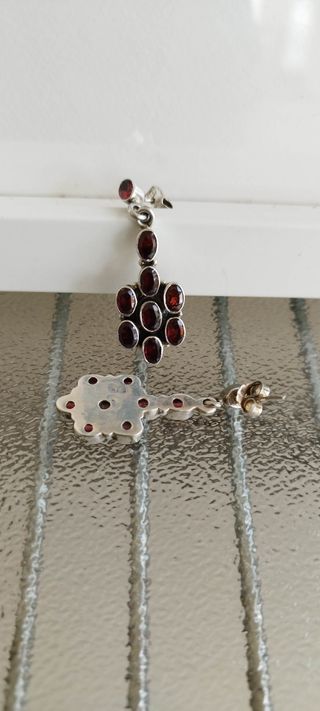 Pendientes granate plata 925