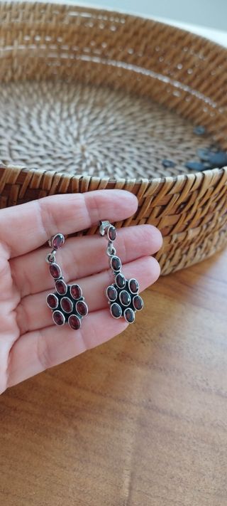 Pendientes granate plata 925