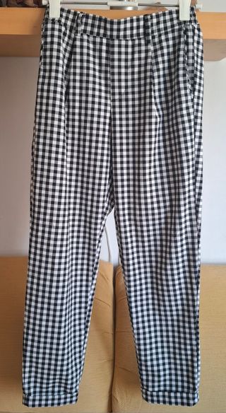 Pantalón cuadros vichy blanco-negro