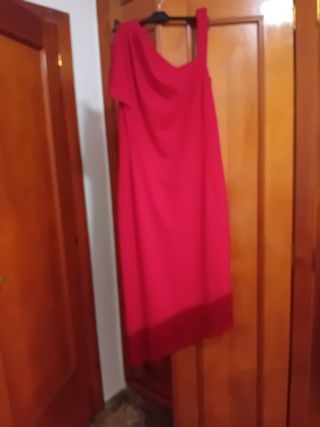 Vestido rojo fiesta asimétrico