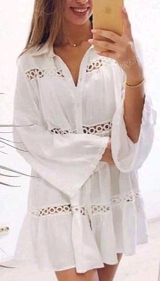 Camisa blanca-Vestido playero