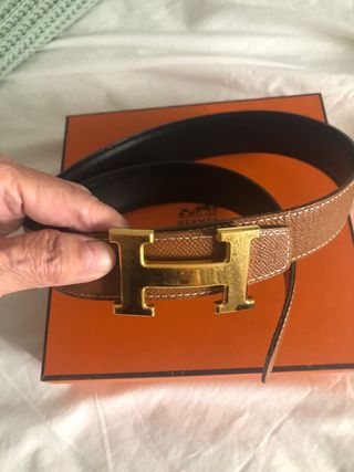 Cinturón Hermes marrón dorado talla 75