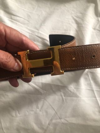 Cinturón Hermes marrón dorado talla 75