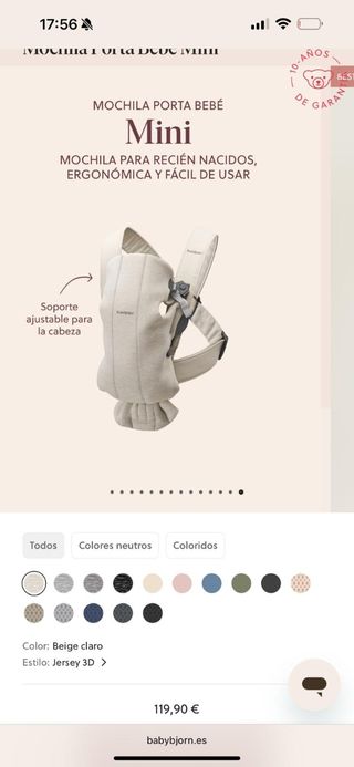 Portabebés Babybjörn Jersey 3D Beige