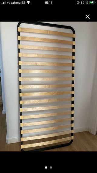 Somier 90x200 - Negro, Metal y Madera