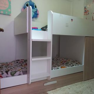 Cama tren blanca infantil