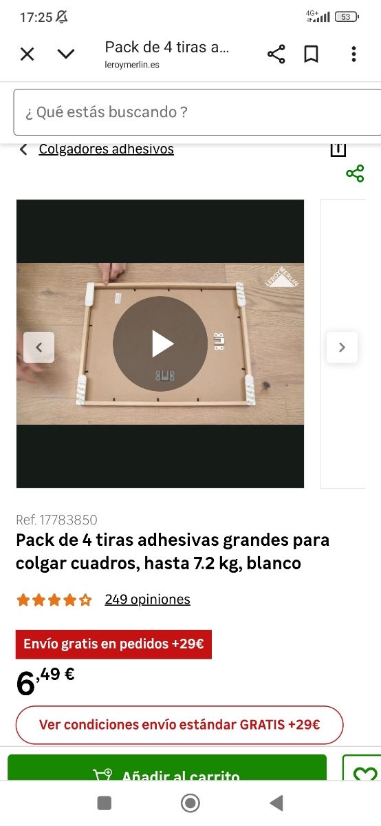 4 Tiras Adhesivas Command para Cuadros