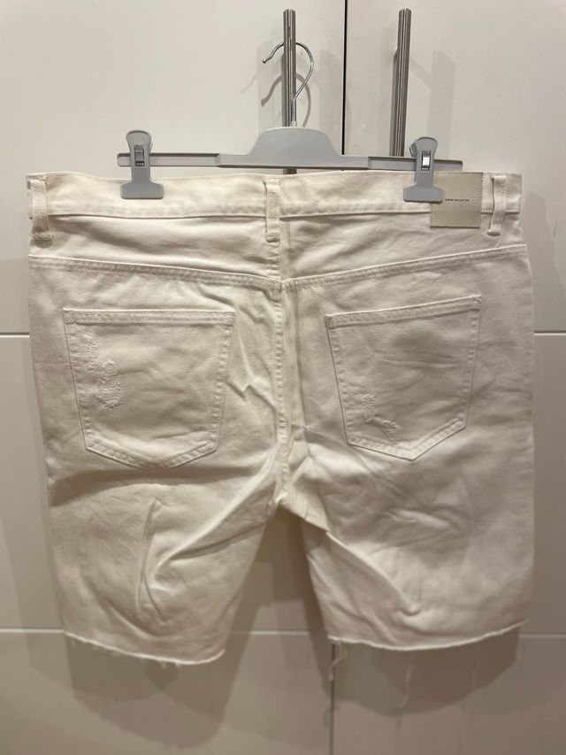 Shorts vaqueros Bershka rotos blancos talla 48