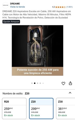 Aspiradora Escoba Dreame Z20