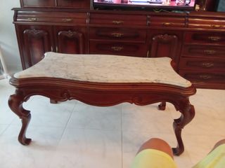 Mesa centro mármol madera