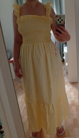Vestido Amarilla Shein Cuadros