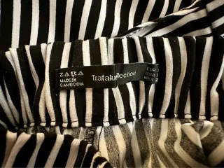 Pantaloni gessati cropped a gamba ampia ZARA