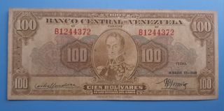 Billete 100 Bolivares Venezuela 1949 B-7.