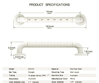 Barra Apoyo Baño 48cm Modunful