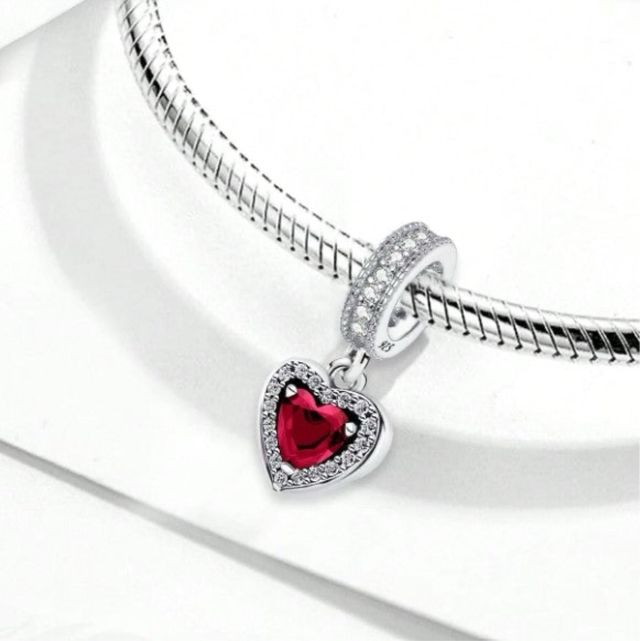Charm Corazón Rojo Plata 925