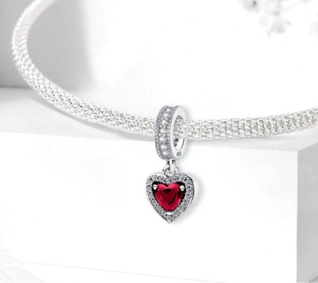 Charm Corazón Rojo Plata 925