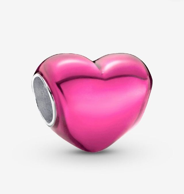 Charm Corazón Metálico Rosa