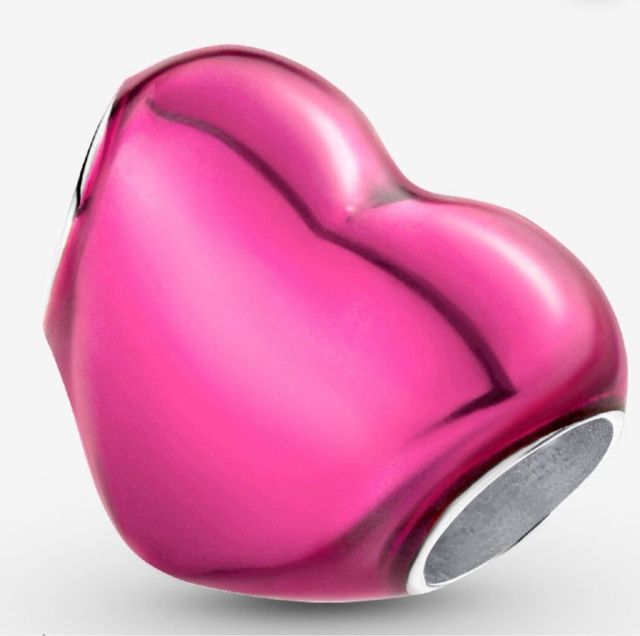 Charm Corazón Metálico Rosa